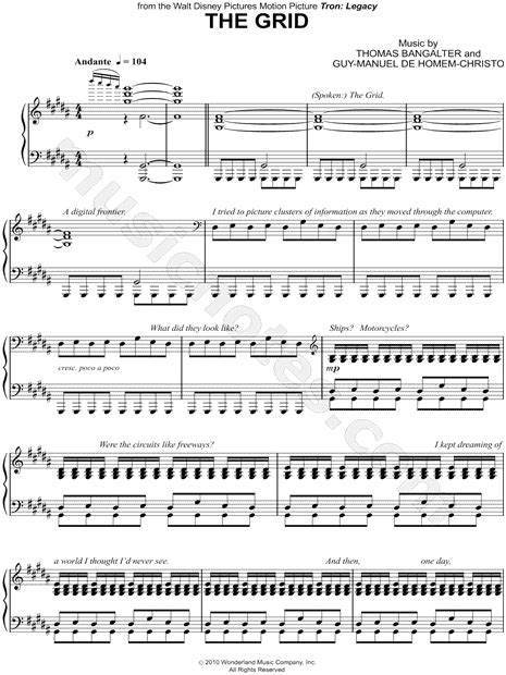 The Grid From Tron Legacy Sheet Music Piano Solo In G Minor