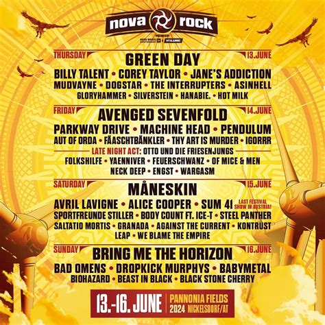 NOVA ROCK 2024 Running Order Alle Bands Und Spielzeiten In Einer