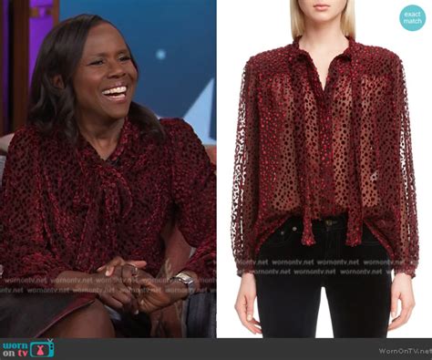 WornOnTV Deborah Roberts Red Sheer Tie Neck Blouse On The Kelly