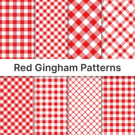 Red Gingham Patterns V1 MasterBundles