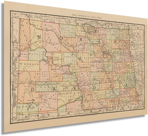 HISTORIX Vintage 1892 North Dakota State Map 24x36 Inch Vintage Map