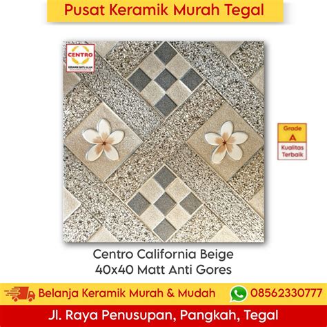 Keramik Lantai 4040 California Beige Motif Cantik Kasar