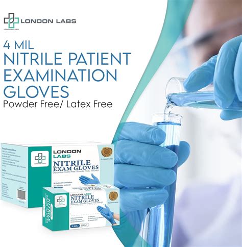London Labs Nitrile Exam Gloves 4 Mil Thick - Latex-Free & Powder-Free