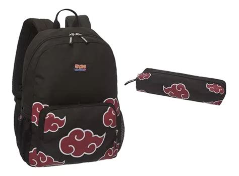 Kit Mochila Costas Naruto Akatsuki Estojo Pequeno Preta C240