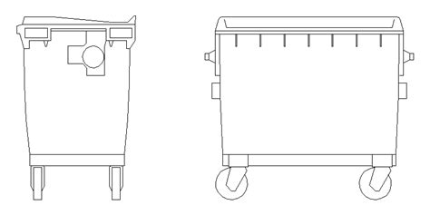 Contenedor De Basura 660 Litros En AutoCAD Librería CAD