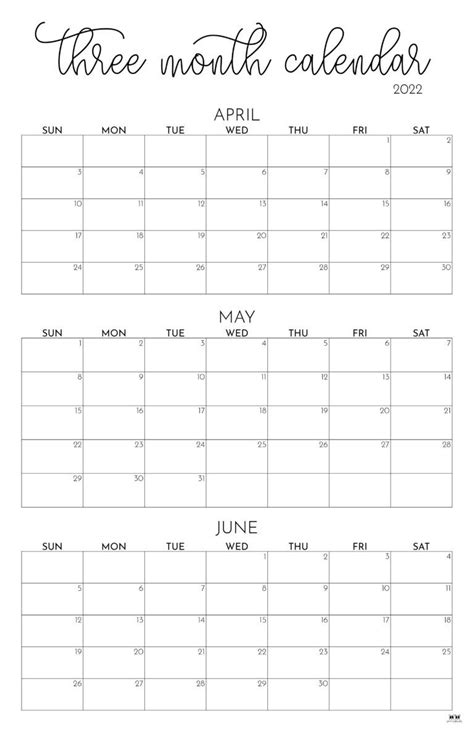 3 Monthquarterly Calendars 84 Free Printables Printabulls In 2022