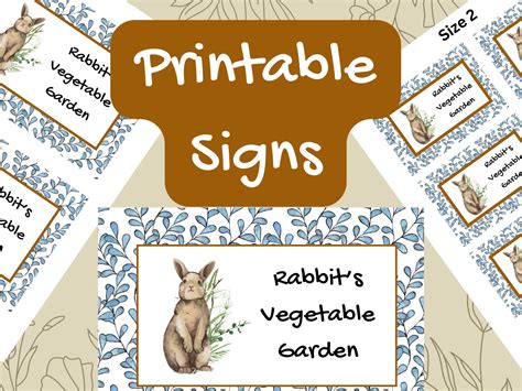 Rabbit's Vegetable Garden Printable Signs for Veggie Platters and