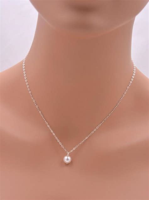 Set Of 6 Bridesmaid Pearl Necklaces 6 Single Pearl Necklaces Sterling