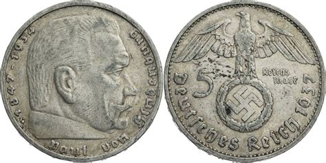 Drittes Reich Reichsmark G Hindenburg Kursm Nze Vf