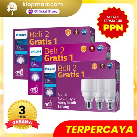 Jual Lampu Philips LED Bright MyCare Pack Isi 3 9W 11W 13W E27 6500K