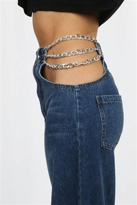 Side Chained Denim Jeans Blue Jouvert Joli Side Chain Jeans