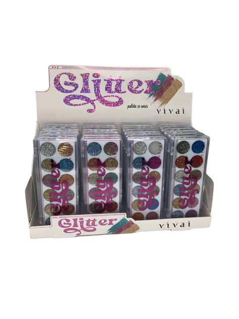 Box Paleta de Sombra Glitter 12 Cores Vivai 24 Lojão da Mulher