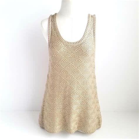 Moth Antropologie Sana Gold Knit Tank Top Womens M Foiled Metallic Ebay