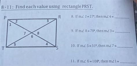 Solved 811 Find Each Value Using Rectangle PRST 8 If Chegg