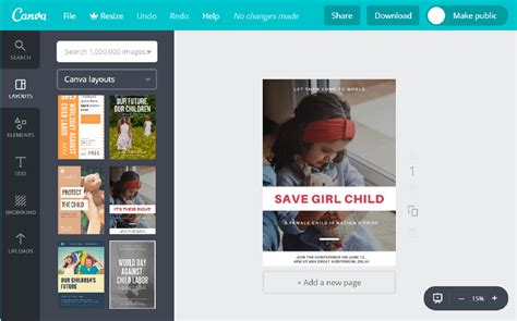 Make Save Girl Child Posters (for Free!) Online with Canva