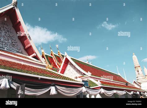 Colorful Buddhist Temple And Architecture In Bangkok Thailand Stock