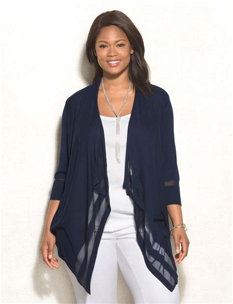 Roz Ali Plus Size Mesh Trim Cascade Cardigan Original Price