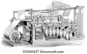 Drawing Of Industry Technology Line Art Printing Press Albion Hand