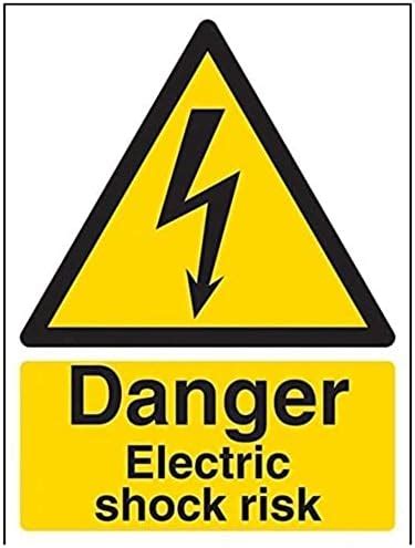 V Safety Danger Electric Shock Risk Warning Sign 150mm X 200mm 1mm