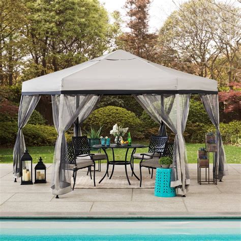 Sunjoy Outdoor Patio 11x11 Hexagon Backyard Pop Up Portable Soft Top