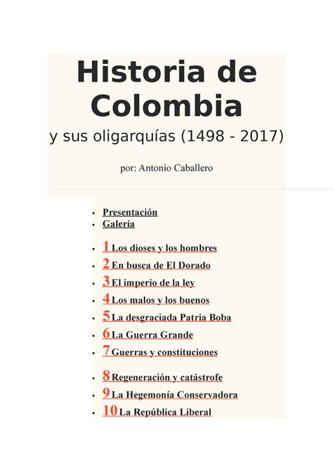 Historia De Colombia En El Siglo Xxx Historia De Colombia Y Sus