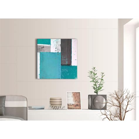 Teal Grey Abstract Painting Canvas Wall Art Modern Cm Square S M