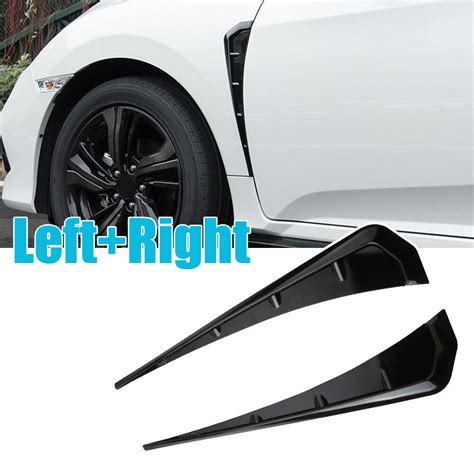 Pair Universal Glossy Black Side Fender Vent Air Wing Cover Body