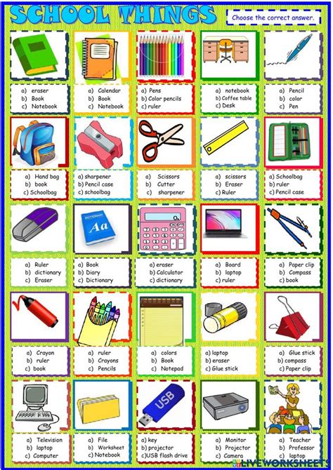 School things online exercise for basic | Vocabulario en ingles ...