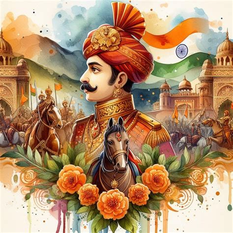 Premium Photo Watercolor Maharana Pratap Jayanti Background Image