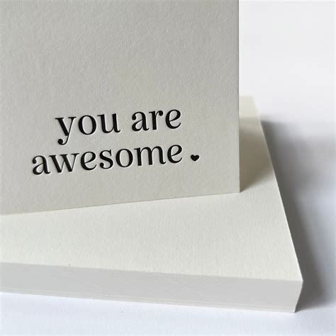 Awesome Letterpress Thank You Card You Are Awesome Simple Black and ...