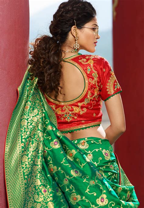 Green Silk Embroidered Festival Wear Saree 13269