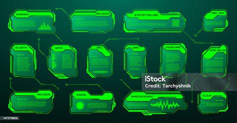 Hud Futuristik Hijau Elemen Ui Kotak Teks Antarmuka Pengguna Scifi