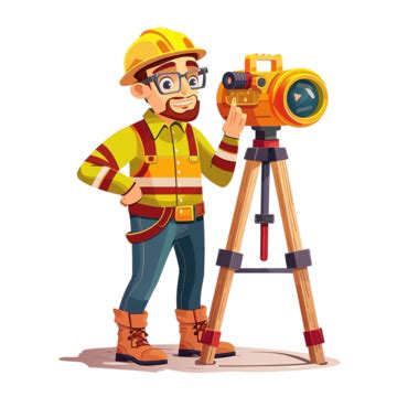 Civil Engineer With Theodolite Cartoon Character, Civil Engineer, Civil ...