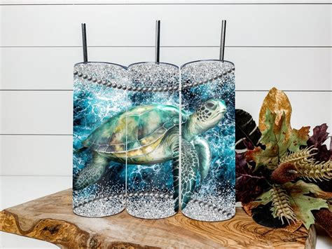 Sea Turtles Sublimation Tumbler Designs Glitter Ocean Oz Etsy