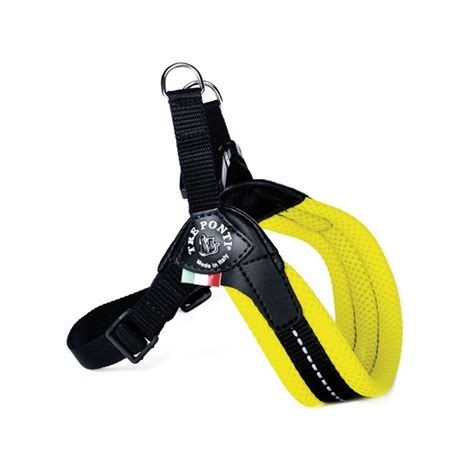 Harnais Confort Ajustable TRE PONTI Pour Chien Avec Clip Jaune Fluo