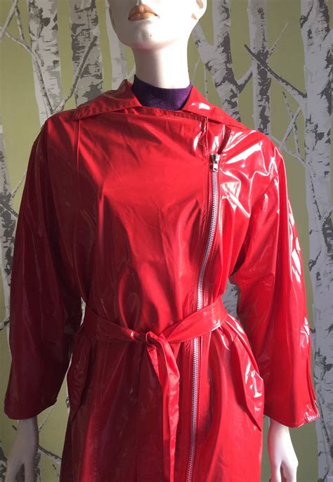 Wippette Raincoat By Kenn Sporn Red Vinyl Angled Zipper W Etsy Uk