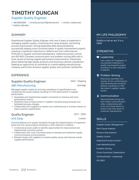 Successful Supplier Quality Engineer Resume Examples And Writing Tips