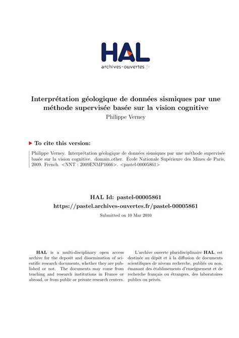 Pdf Interpr Tation G Ologique De Donn Es Sismiques Par Une M Thode