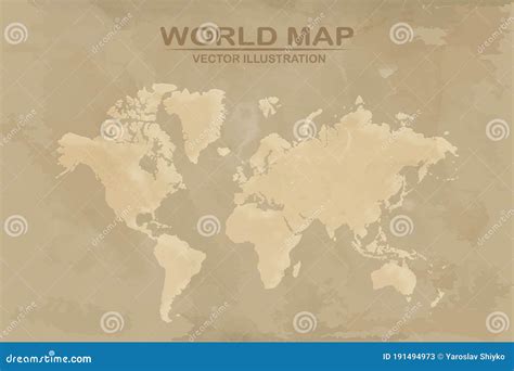 Old World Map with Vintage Paper Texture Vector Format Stock Vector - Illustration of rustic ...