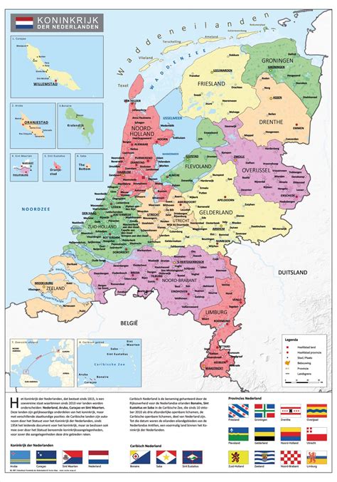 Schoolkaart Koninkrijk Der Nederlanden Vector Map Caribische