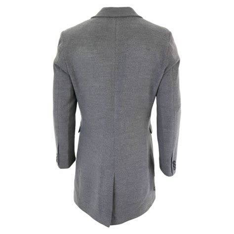 Mens Classic Wool Long Overcoat Grey Buy Online Happy Gentleman