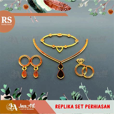 Jual Replika Perhiasan Set Mini Akrilik Cermin Emas Perak Mahar