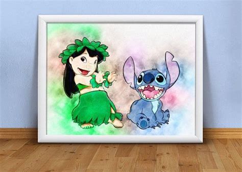 Lilo And Stitch Decor Lilo And Stitch Art Poster Wall Art | Boy room ...