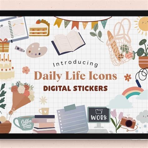 Everyday Life Icon Goodnotes Stickers Notability Digital Etsy