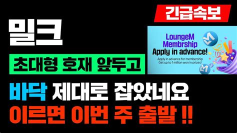 긴급속보밀크초대형 호재 앞두고바닥 제대로 잡았네요이르면 이번 주 출발 밀크 밀크코인전망 밀크코인호재 밀크코인상승 밀크