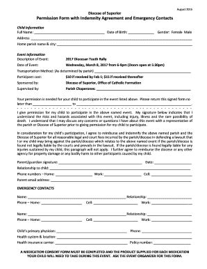 Fillable Online Catholicdos Diocese Of Superior Permission Form With