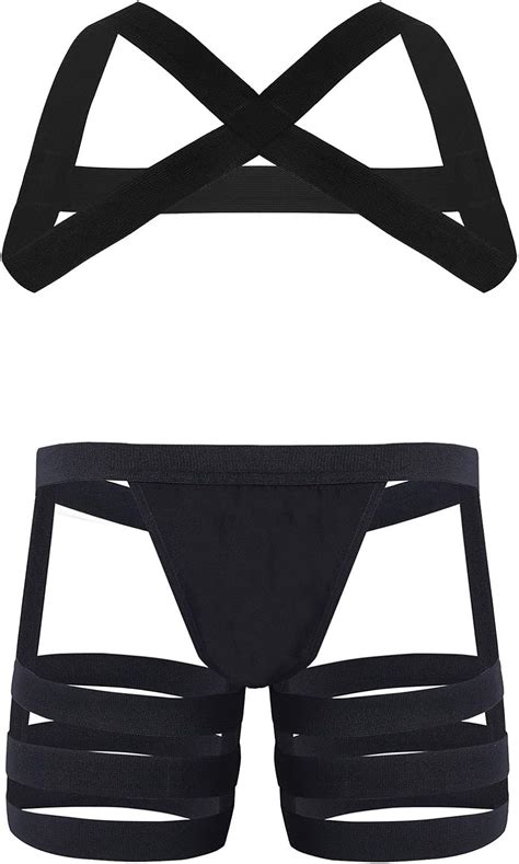 Buy YiZYiF Men S Half Body Chest Harness Jockstrap Nylon Lingerie Set