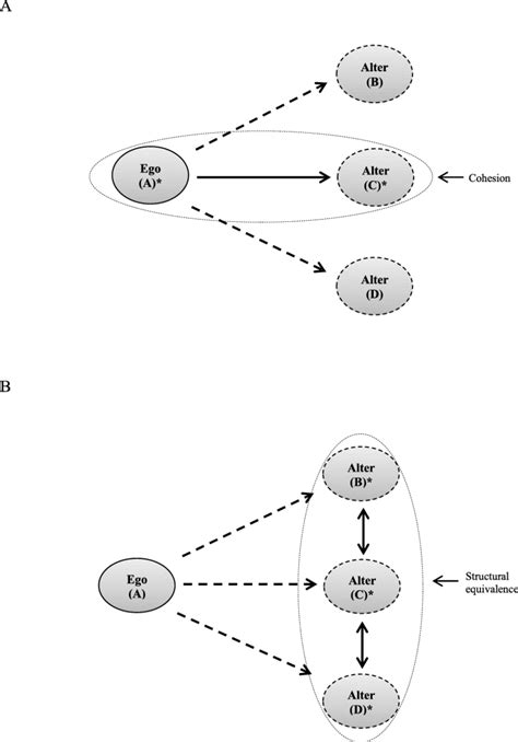 Diagrams of cohesion and structural equivalence in a network. (A)... | Download Scientific Diagram