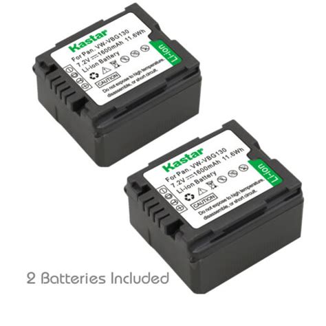 2x Kastar Battery For Panasonic VW VBG130 AG HMR10 AG HSC1U DMC L10 HDC