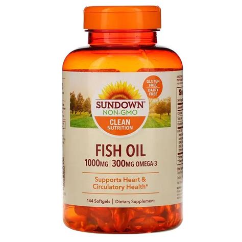 Sundown Naturals Fish Oil 1000 1200 Mg 72 100 144 300 Softgels